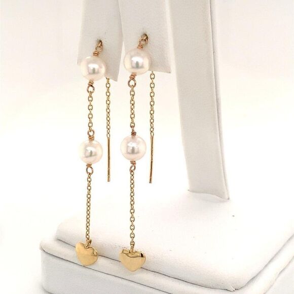 Akoya Pearl Earrings 14 KT Gold Certified $890 013428 - Picture 5 of 12